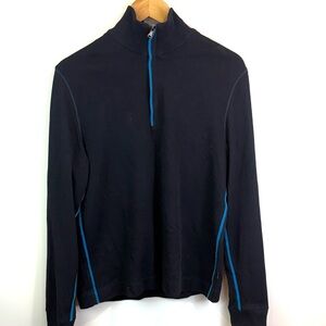 Boss Men's Navy Quarter-Zip Sweater with Blue Trim size M